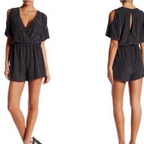 ASTR Black and Silver Sparkle Romper - Picture 4 of 7